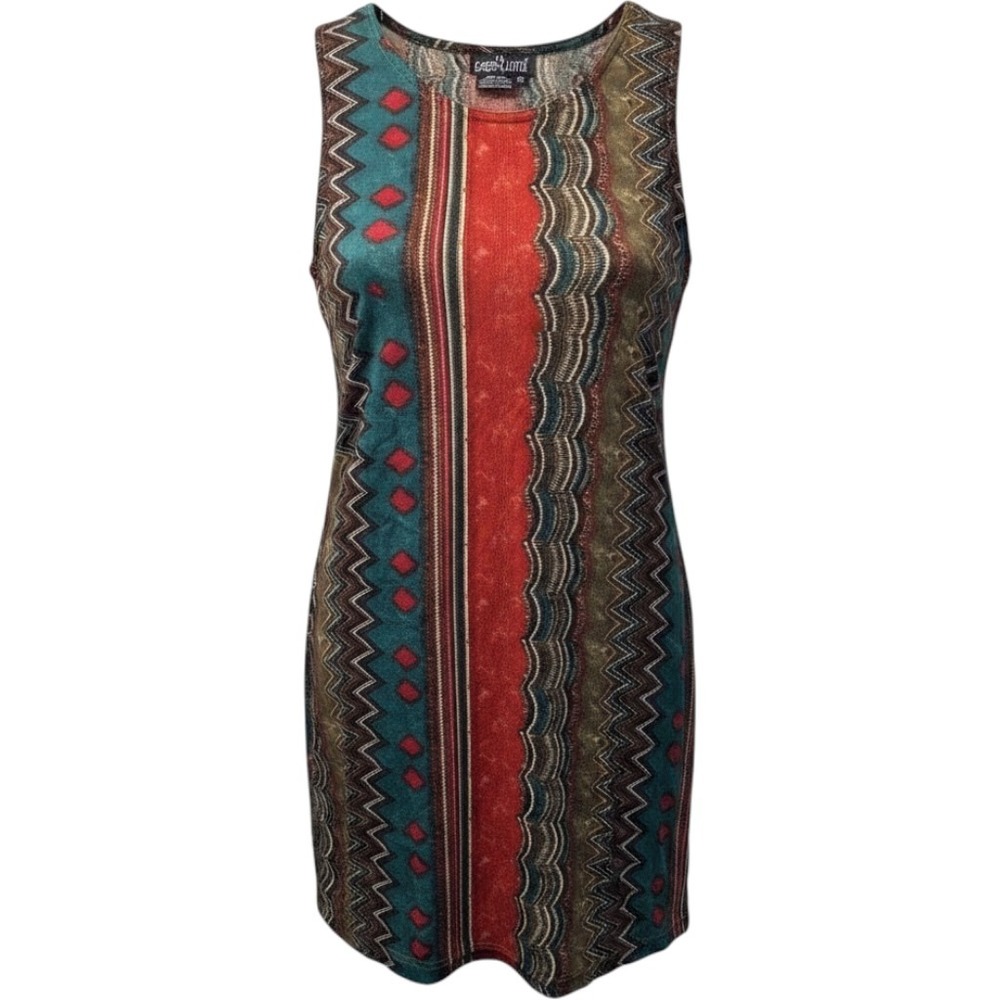 Carole‎ Little Sport Petites Sleeveless Geometric Print Rayon Mini Dress Size M